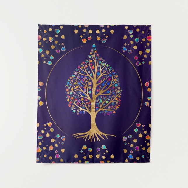 Tapete De Parede O Ouro Bodhi - folhas coloridas (Frente)