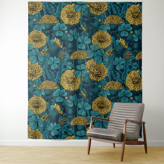 Tapete De Parede O prado em amarelo e azul (In Situ)