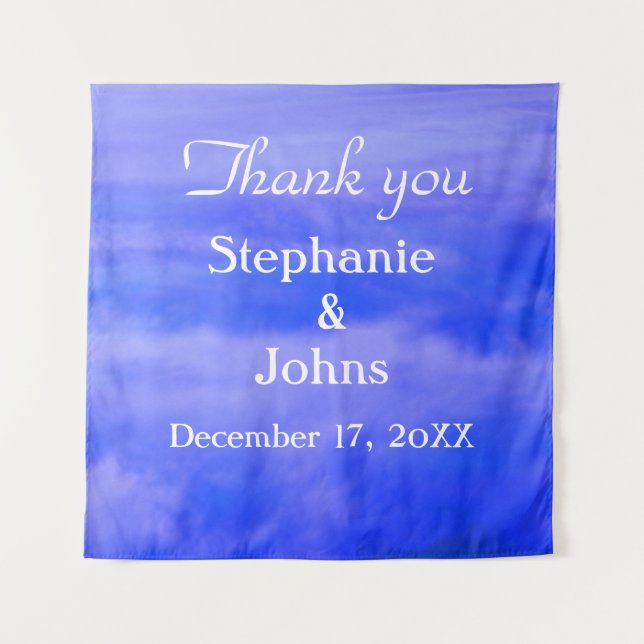 Tapete De Parede Obrigado Deep Blue Cloud Art Casamento Abstrato (Frente)