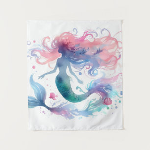 Tapete De Parede Oceano Bela Aquarela Arte Sereia