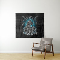 Odin com corvos e espadas Mitologia Viking azul