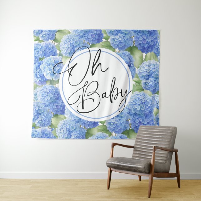 Tapete De Parede Oh Baby Hydrangea Blue Flowers (In Situ (Horizontal))