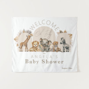 Tapete De Parede Oh Bebê Animais Safari Boho Boas-vindas ao Chá de