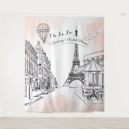 Tapete De Parede Oh La La Paris backdrop pink french bridal banner