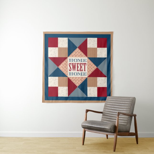 Tapete De Parede Ohio Star Quilt Block - Home Sweet Home (In Situ)