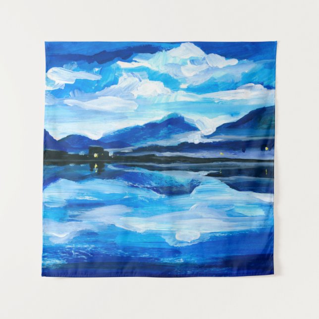 Tapete De Parede  Oil Painting of the twilight on mountain lake. Al (Frente)