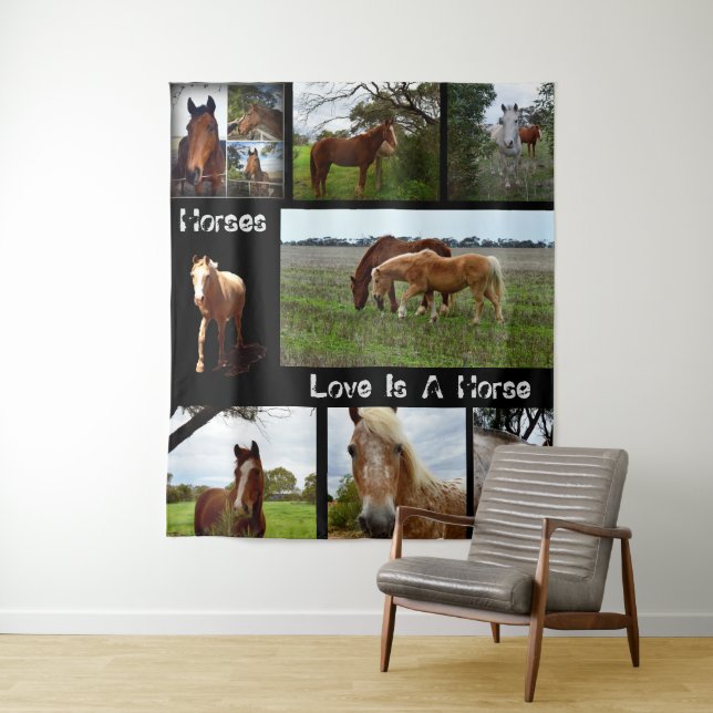 Tapete De Parede Oito Cavalos com Percentagem de Cores, (In Situ)