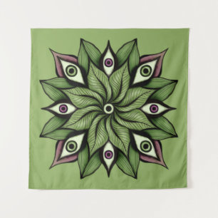 Tapete De Parede Olhos Psicodélicos Mandala - Padrão Floral Trippy