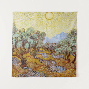Tapete De Parede Oliveiras com céu amarelo e sol 