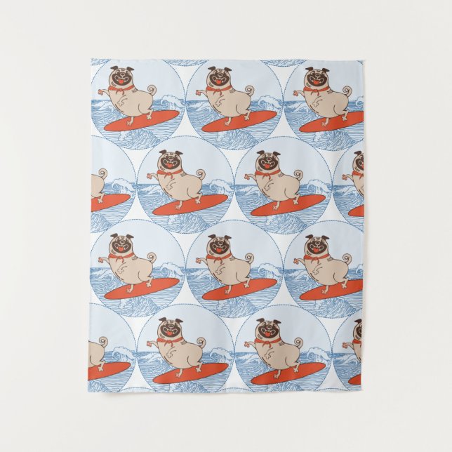 Tapete De Parede Onda cavalgando cachorro feliz na banda do cacheco (Frente)