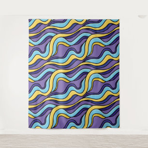 Tapete De Parede Ondas Coloridas Padrão Retroativo Moderno Funky R