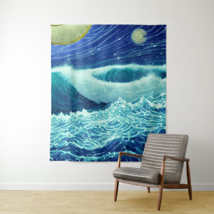 Tapete De Parede Ondas furiosas no Oceano Azul