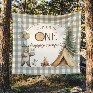 Tapete De Parede One Happy Camper Birthday Banner Backdrop