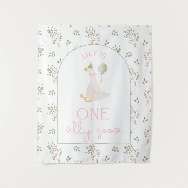 Tapete De Parede One Silly Goose Birthday Personalized Banner  Tape (Frente)