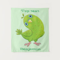 Óptica de desenho animado de periquito, verde e bo