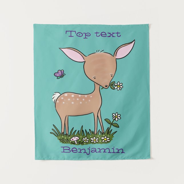 Tapete De Parede Óptica de desenho animado de veado de bebê feliz (Frente)