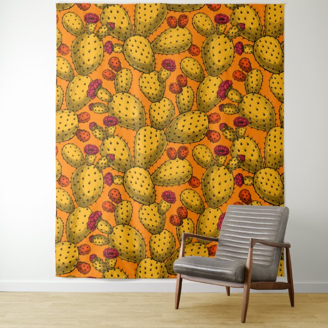 Tapete De Parede Opuntia florescente em amarelo (In Situ)