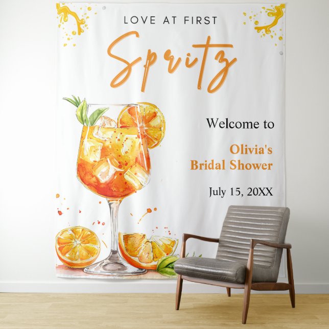 Tapete De Parede Orange Cocktail Love at First Spritz Bridal Shower (In Situ)