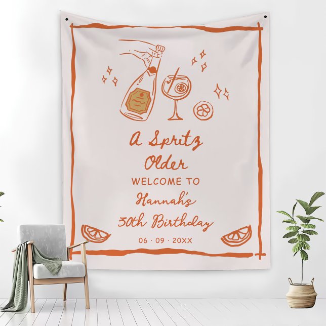 Tapete De Parede Orange Hand Drawn A Spritz Older Birthday Party (Criador carregado)