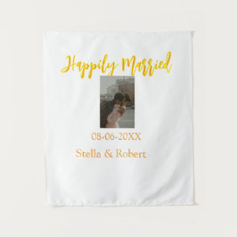 Tapete De Parede Orange yellow retro photo happily married couple