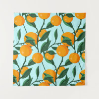 oranges on leaf branches seamless pattern, citrus