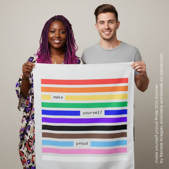 Tapete De Parede Orgulhe-se Orgulho da Redação do Arco-Íris 2026 (make yourself proud rainbow redaction poem Pride 2026 banner by Renate Kriegler available on Zazzle)