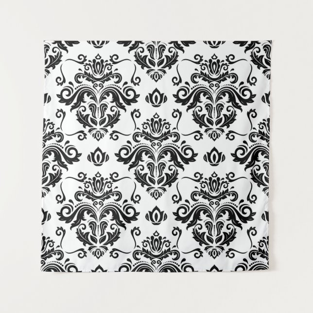 Tapete De Parede Oriental Black & White: Textura clássica (Frente)