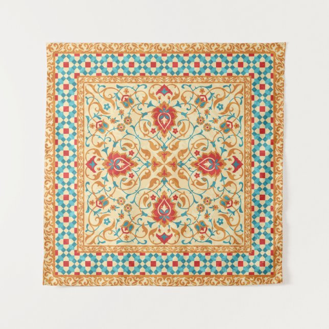 Tapete De Parede Oriental rug,ornate ornamental floral pattern,styl (Frente)