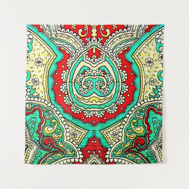 Tapete De Parede Ornamento arabesco neon: estilo 80. (Frente)