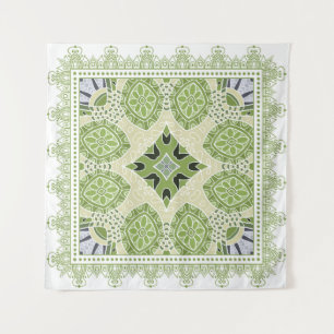 Tapete De Parede Ornamento colorido decorativo sobre fundo branco,