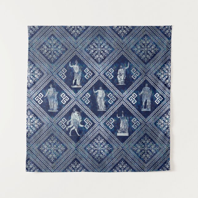 Tapete De Parede Ornamento de Deidades Gregas e Chave Meander (Frente)