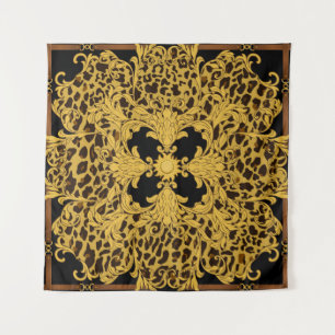 Tapete De Parede Ornamento sem costura com leopardo e barroco