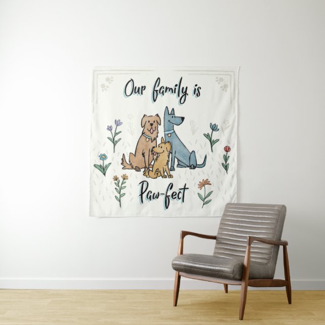 Tapete De Parede Os cães no jardim IV | nossa família são Pata-fect (In Situ (Horizontal))