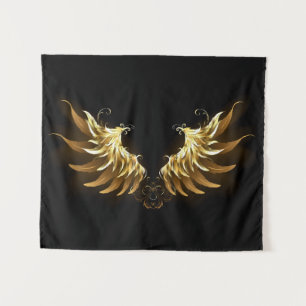 Tapete De Parede Ouro Angel Wings sobre fundo preto