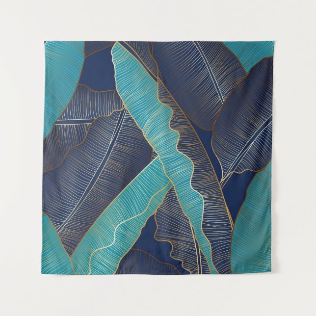 Tapete De Parede Ouro Banana Leaf: Padrão De Luxo. (Frente)