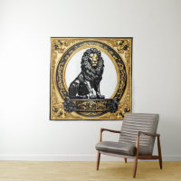 Ouro de leão e quadro ornamental negro