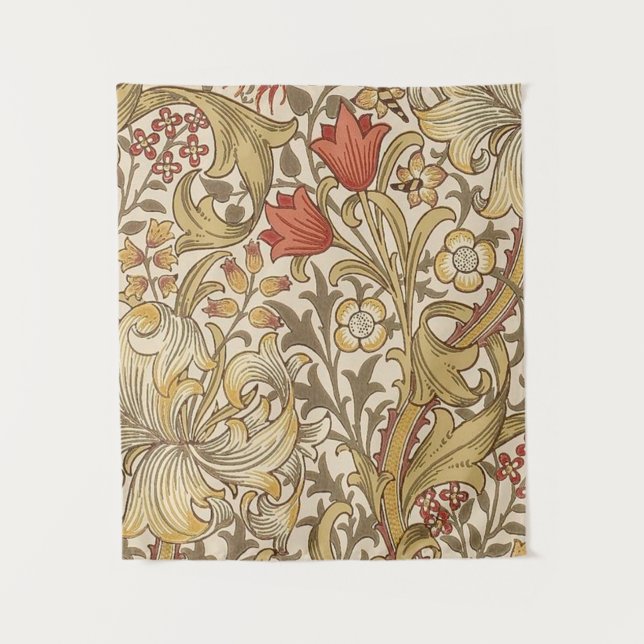 Tapete De Parede Ouro Lily Pattern Versão 2 De William Morris (Frente)