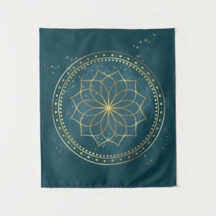 Tapete De Parede Ouro Mandala em Teal