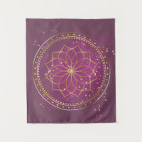 Ouro Mandala no Plum | Geometria Sagrada Elegante 