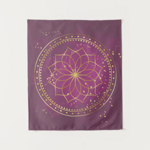 Tapete De Parede Ouro Mandala no Plum   Geometria Sagrada Elegante 