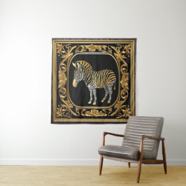 Tapete De Parede Ouro zebra e quadro decorativo negro