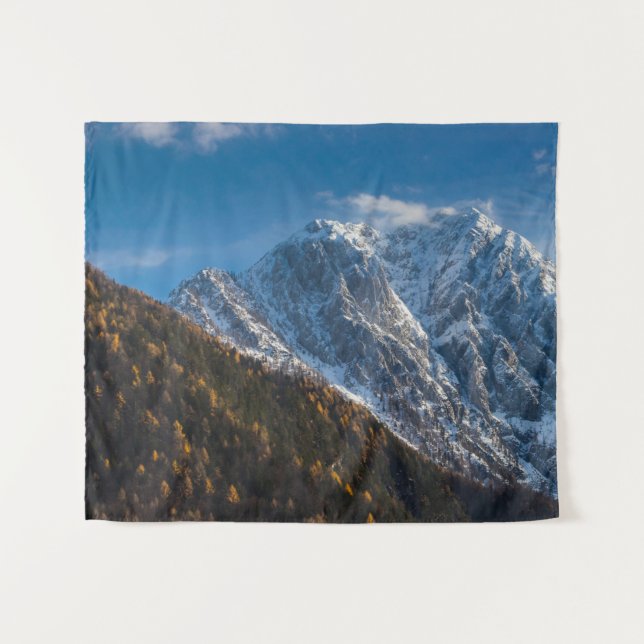 Tapete De Parede Outono e inverno nas montanhas de neve (Frente (Horizontal))