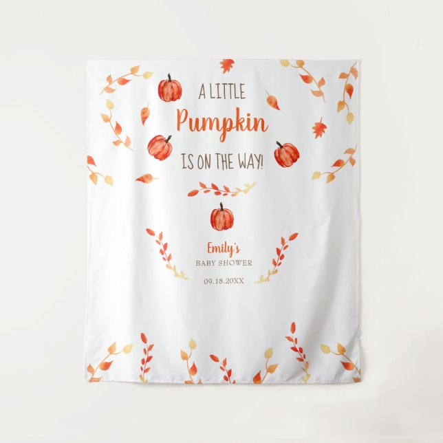 Tapete De Parede Outono Pequeno Bolo De Abóbora Chá De Bebê Folhas  (Frente)