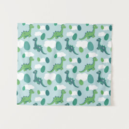 Tapete De Parede Ovos de dinossauro brancos, padrão verde azul