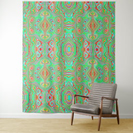 Tapete De Parede Padrão Abstrato Laranja e Verde Lima Retrô