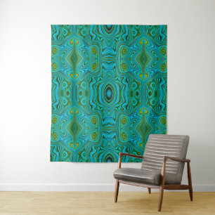 Tapete De Parede Padrão Abstrato Turquesa Chartreuse Retro Alucinan