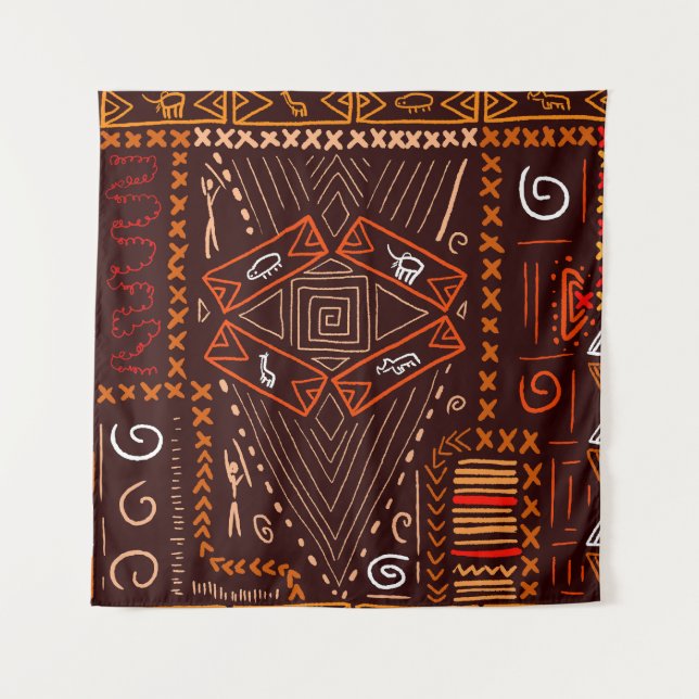 Tapete De Parede Padrão Africano Aboriginal de Arte Sem Olhos (Frente)