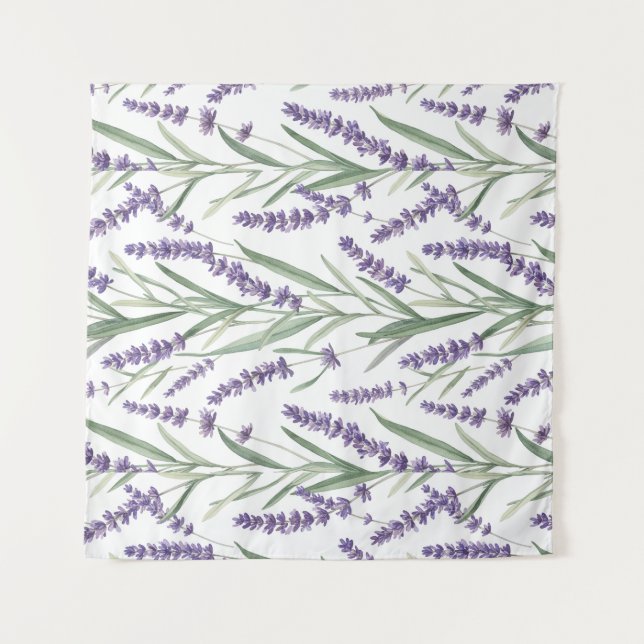 Tapete De Parede Padrão Botânico de Lavanda (Frente)