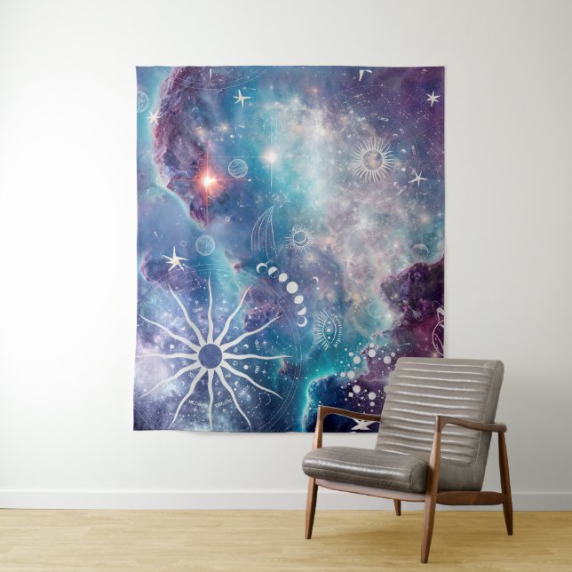 Tapete De Parede Padrão Celestial Azul Roxo (In Situ)