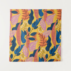 Tapete De Parede Padrão colorido brilhante com folhas tropicais,ber